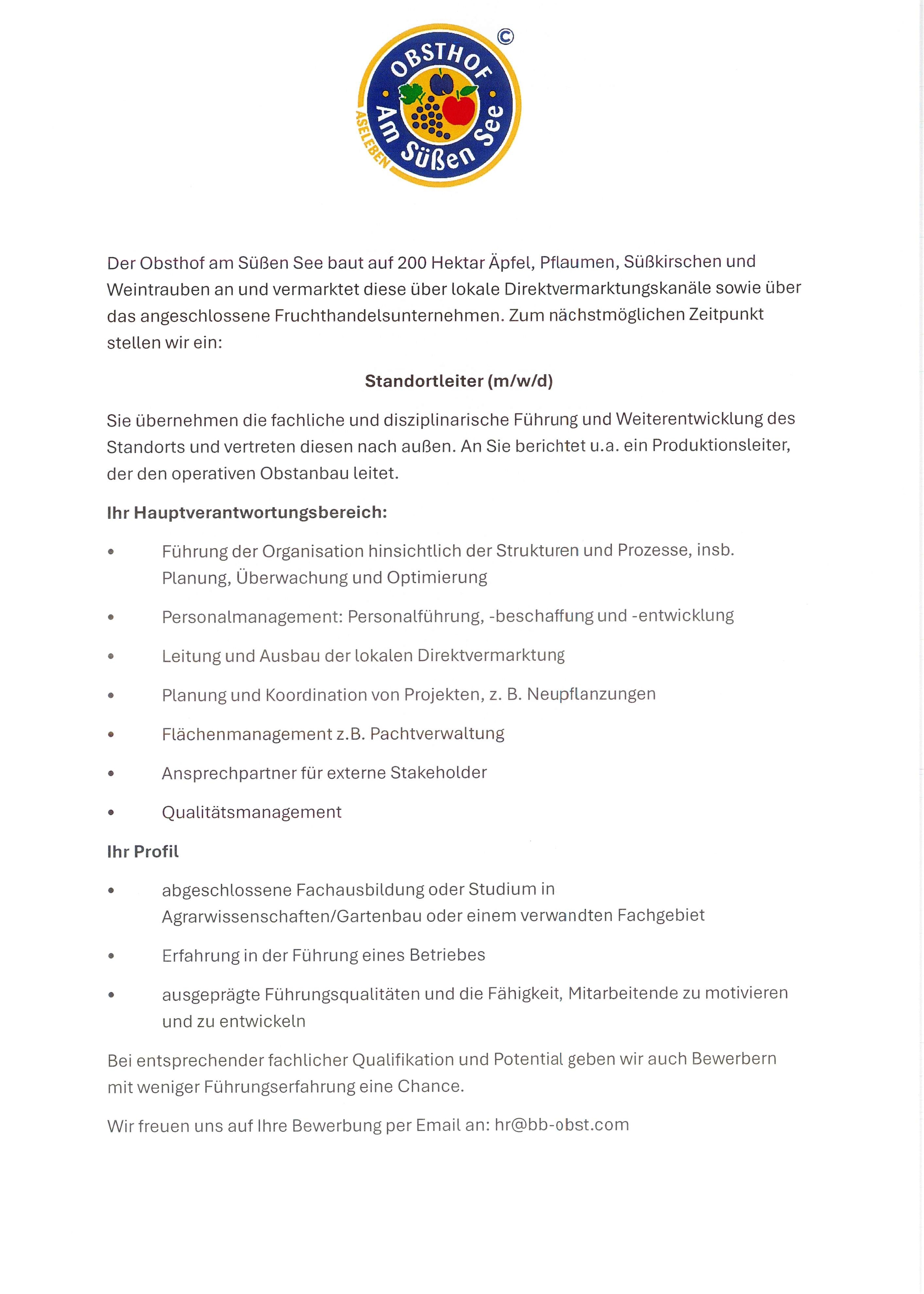 Stellenangebot aktuell
